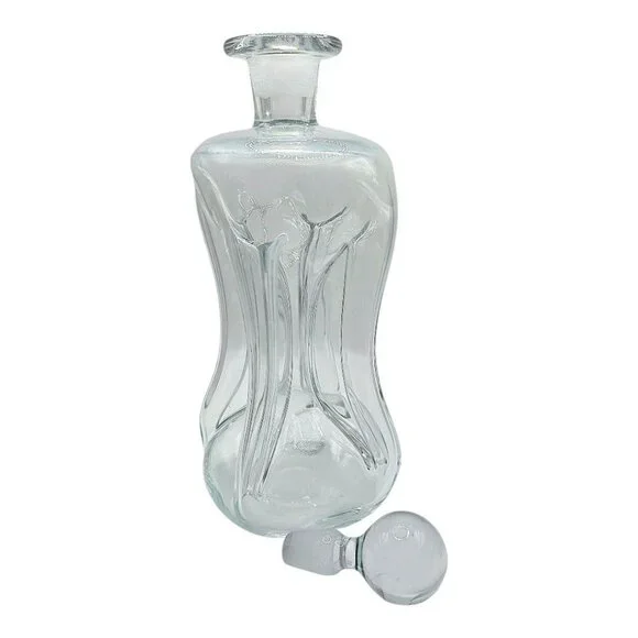 VTG Holmegaard Kluk Alcohol Decanter Danish Stopper Pinch Art Glass Blue Tint - Picture 7 of 15